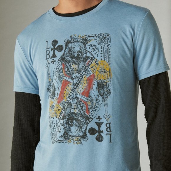 Size Medium Lucky Brand Men's Bear King Card Tee - Picture 1 of 4